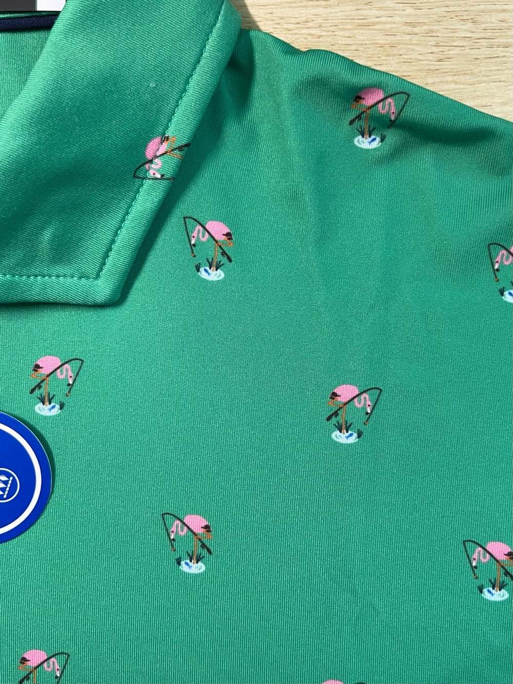 NWT Polo Ralph Lauren RLX Golf Polo Shirt Men's Large Green Multicolor Flamingo - Picture 4 of 13